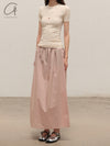 BASERANGE Elastic waist skirt Comfortable French BAS-SKCA-PO-SU25-FEN Pink